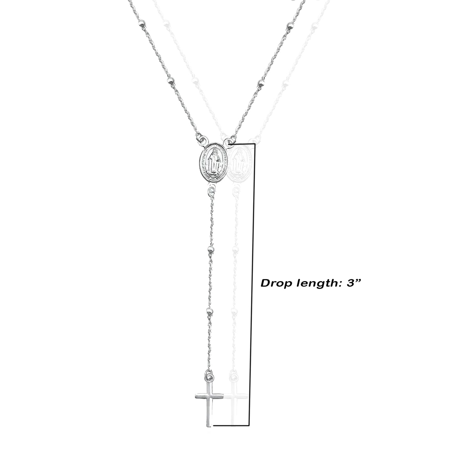 Miraculous Medal Rosary Lariat Necklace