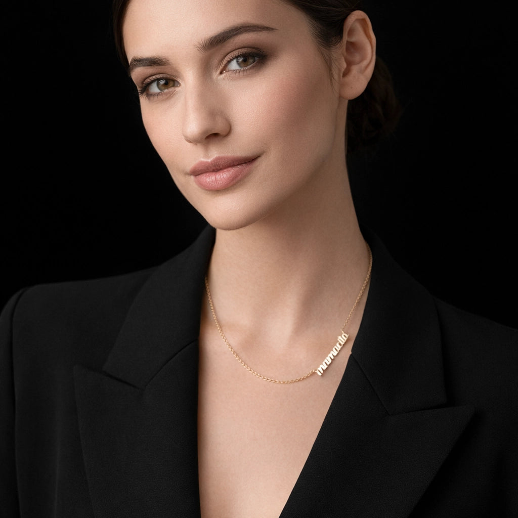 Mamacita Script Nameplate Charm Necklace