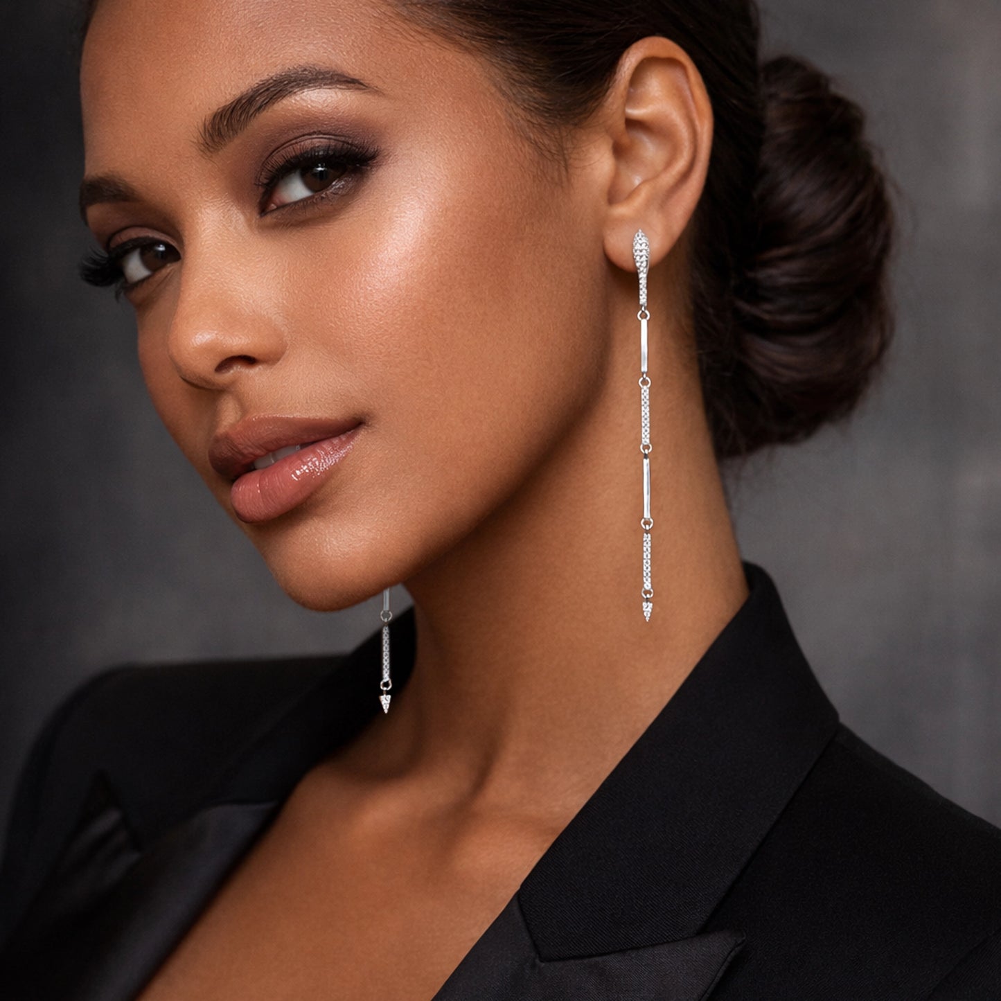 Elegant Snake Linear Earrings in Sterling Silver