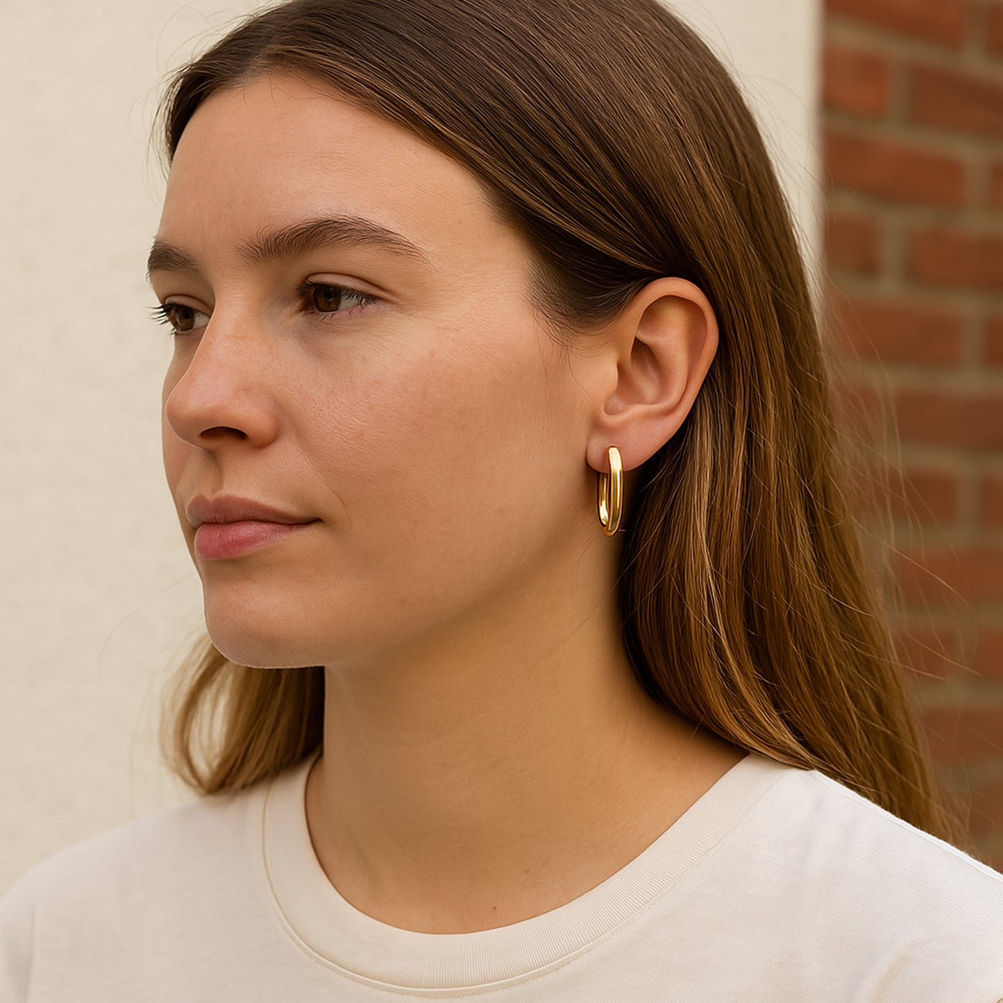 Chain Link Huggie Hoop Earrings