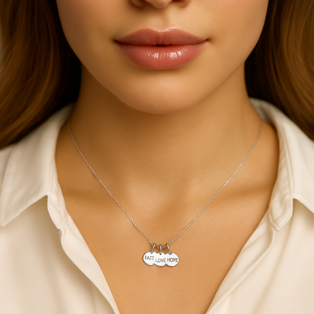 Faith Love Hope Disc Charm Necklace