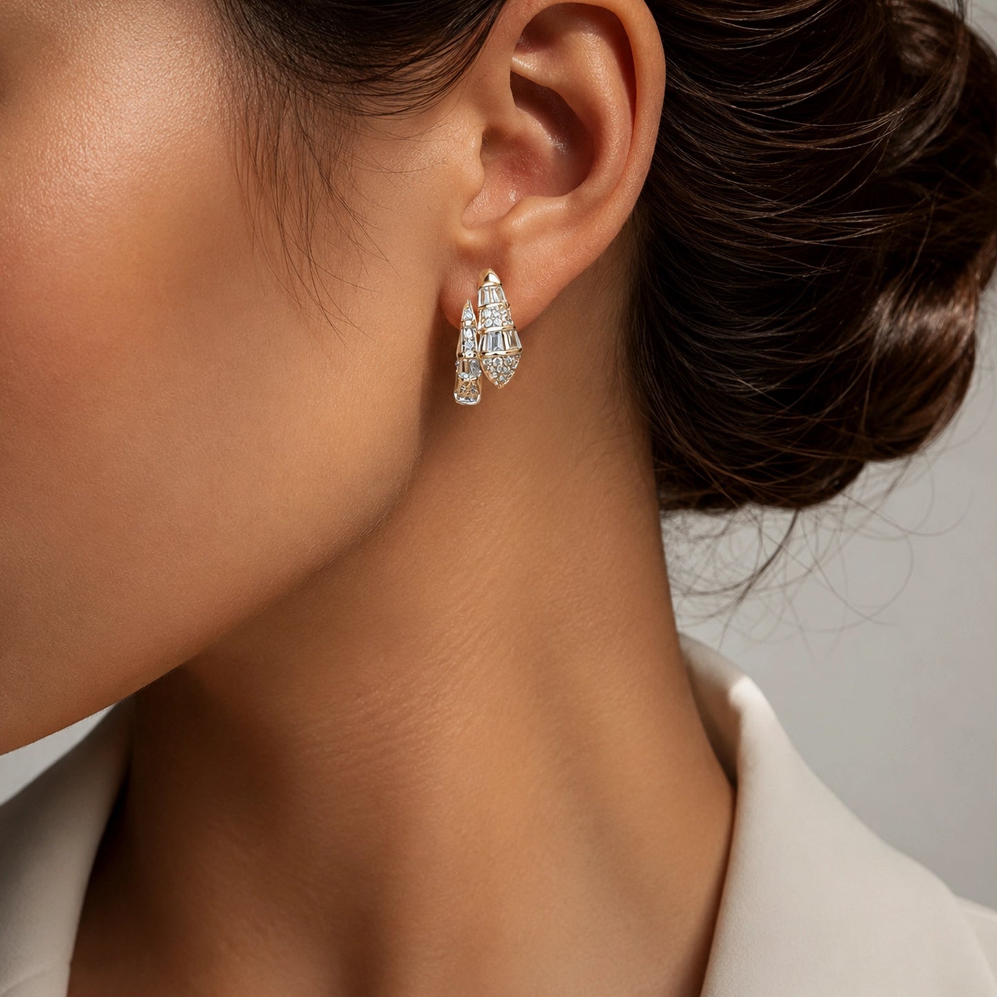 Snake Wrap Earrings in Sterling Silver with CZ Stones