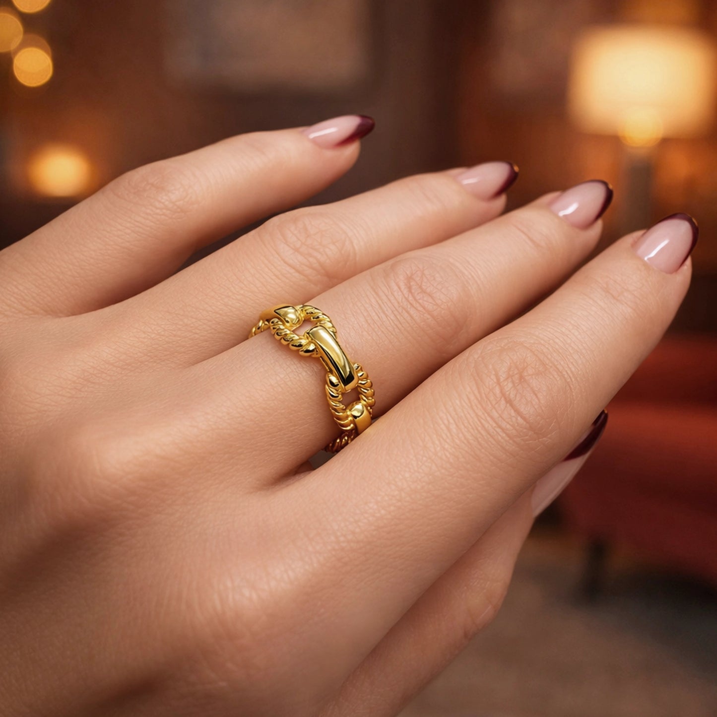 Anillo de cadena de cuerda retorcida