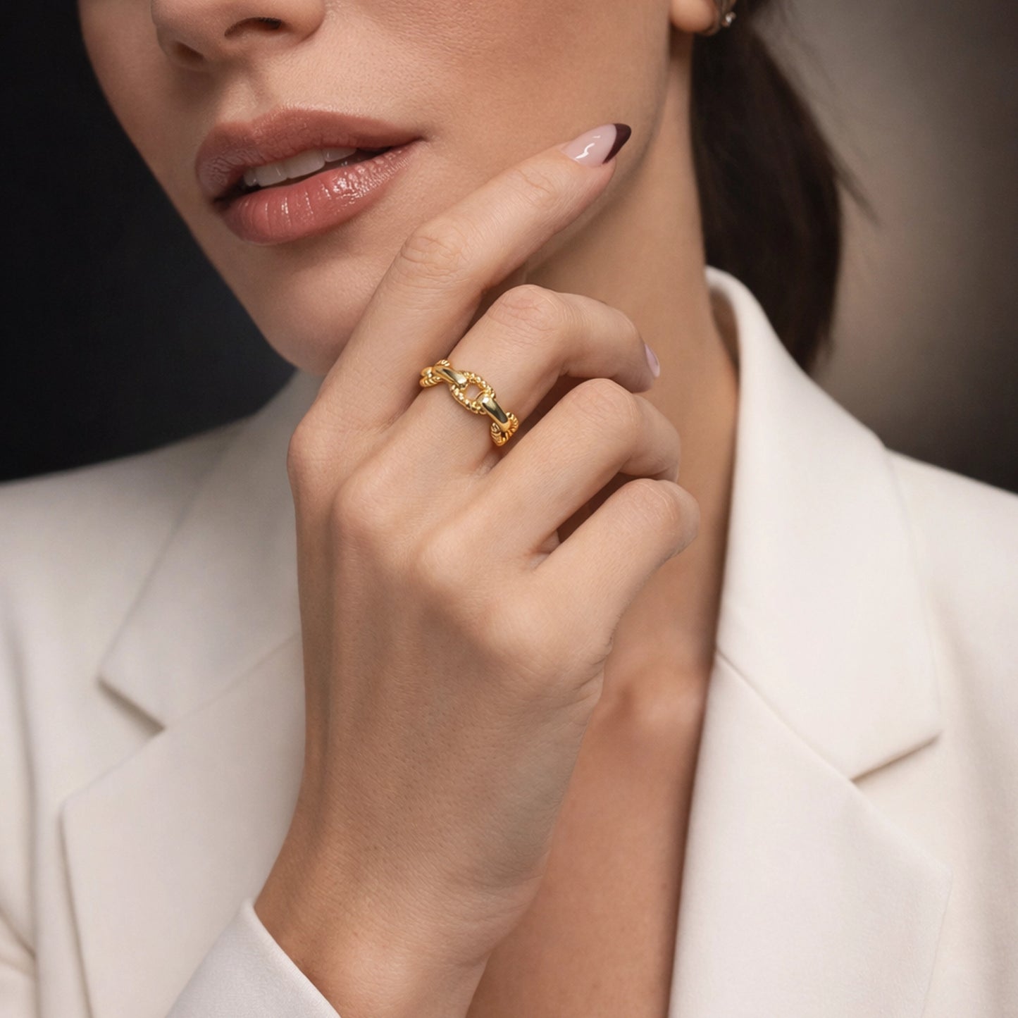 Anillo de cadena de cuerda retorcida