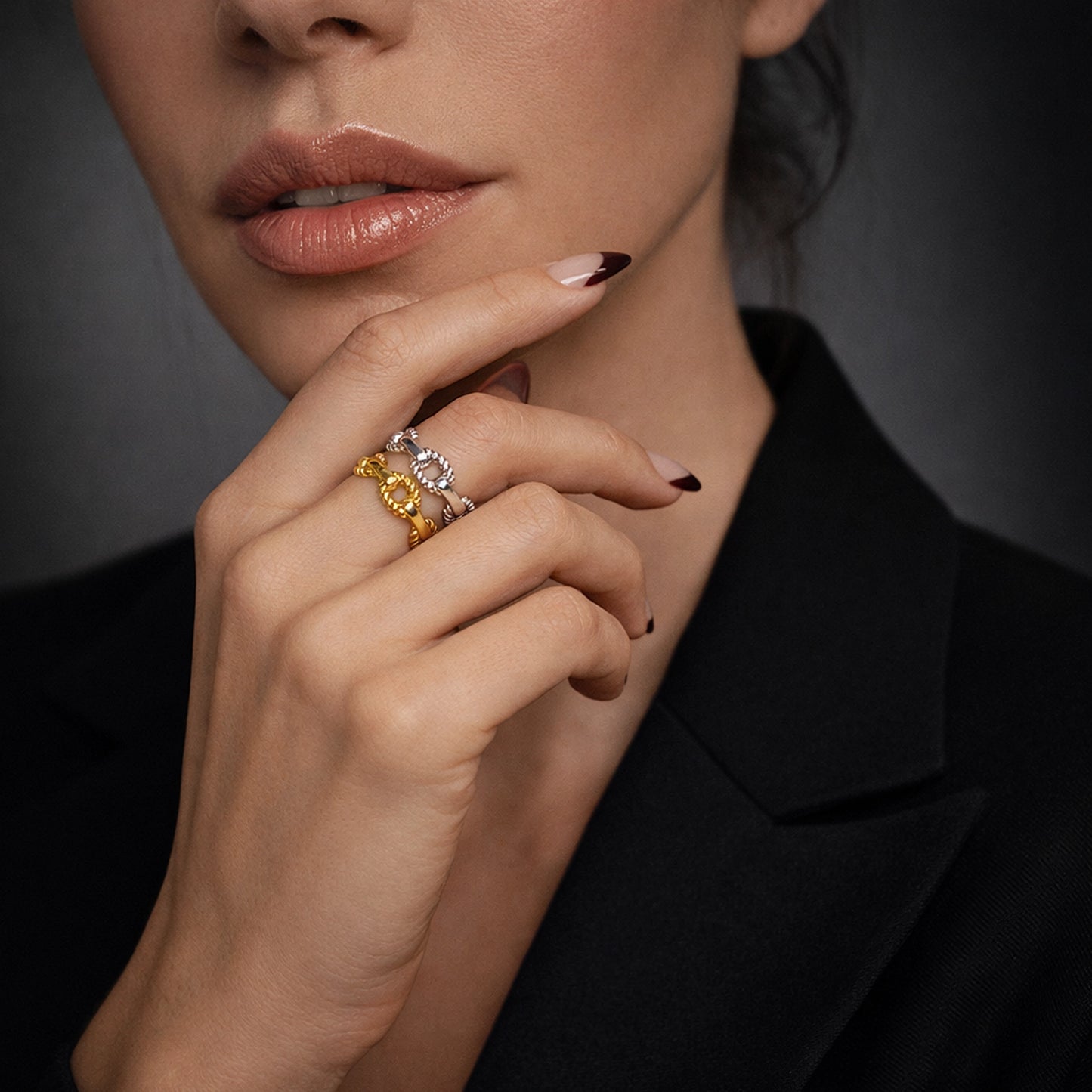 Anillo de cadena de cuerda retorcida