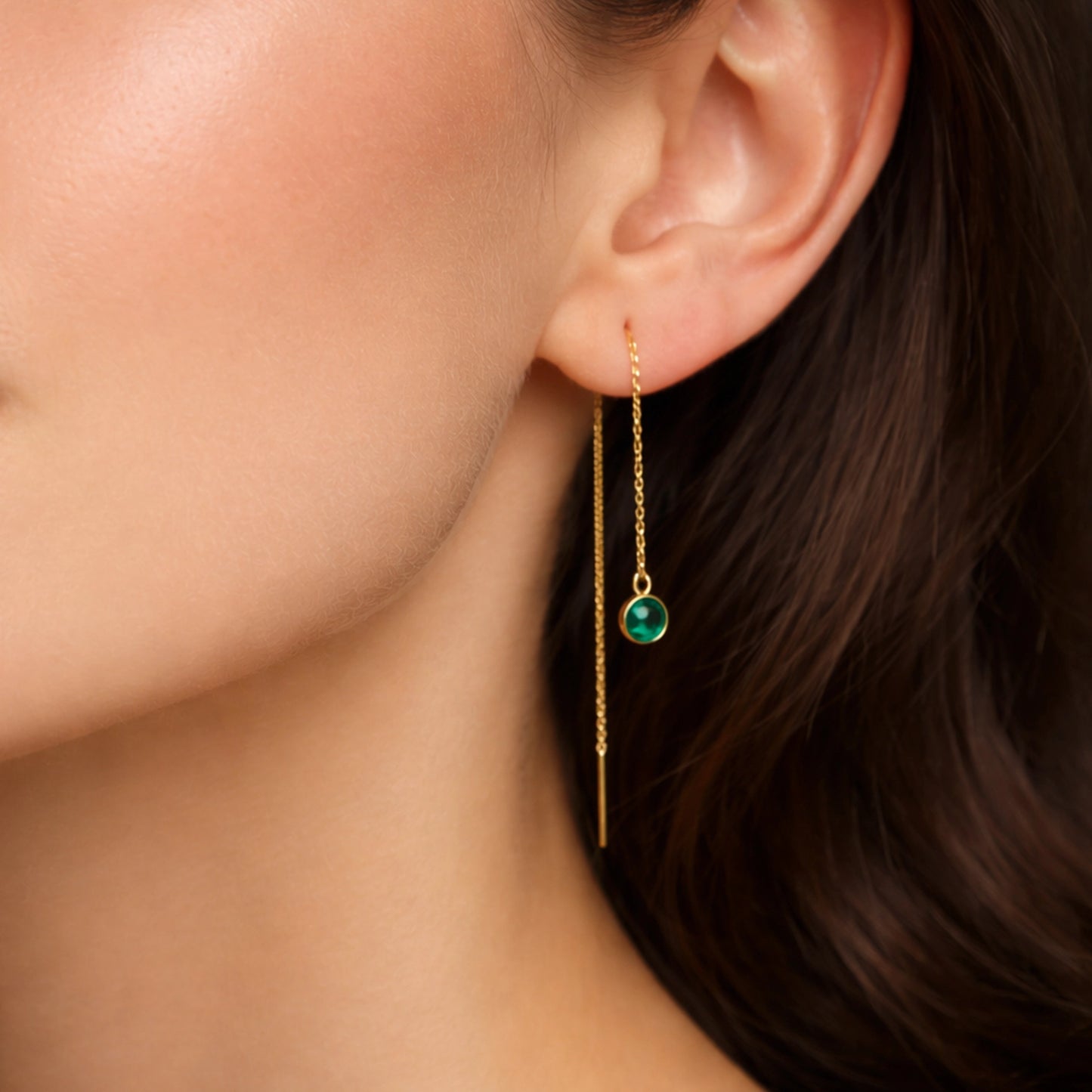 Pendientes de enhebrado de ónix verde