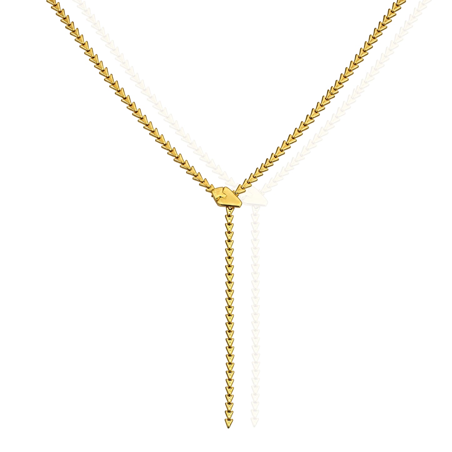 Gold Snake Chain Lariat Necklace