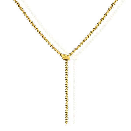 Gold Snake Chain Lariat Necklace