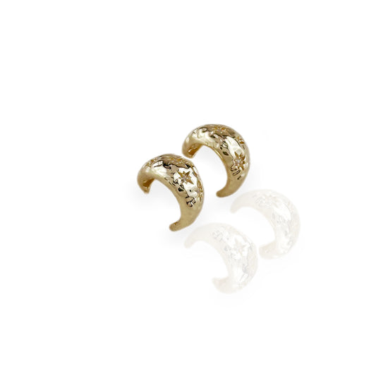 Crescent Moon Gold Filled Puffed Earrings