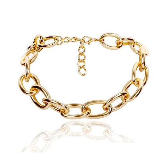 Chunky Chain Link Statement Necklace in Gold or Silver Overlays
