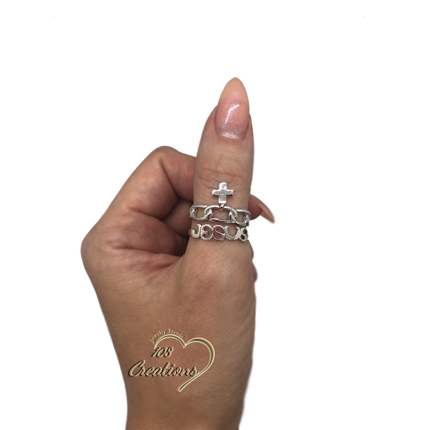 Religious Jesus and Cross Ring Set