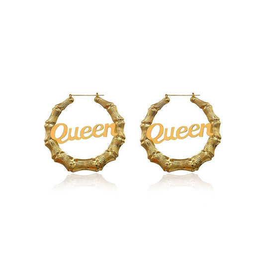 Bamboo Hoop Oversized Earrings in Gold or Silver Overlays