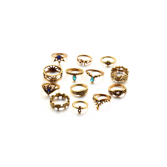 Vintage Blue Crystal Ring Bundle