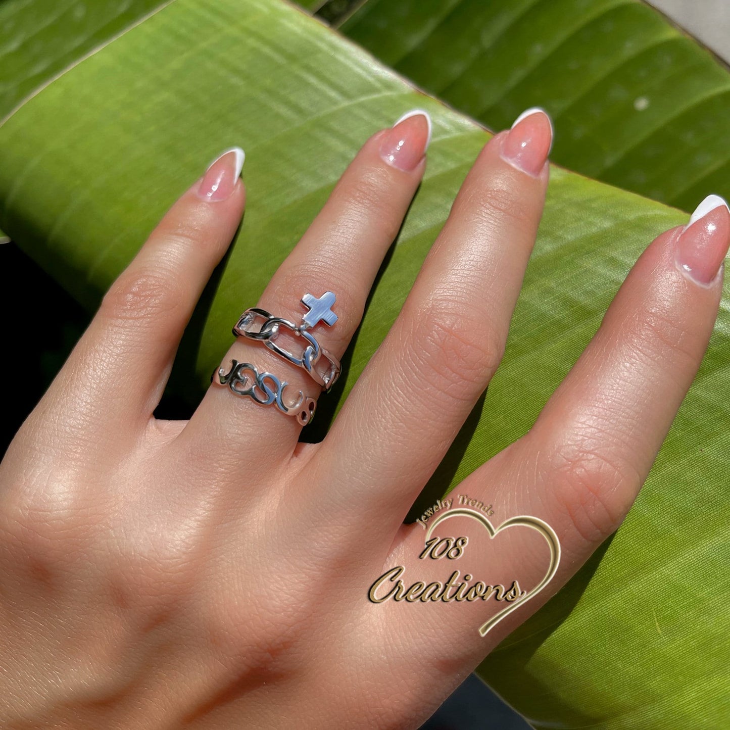 Religious Jesus and Cross Ring Set