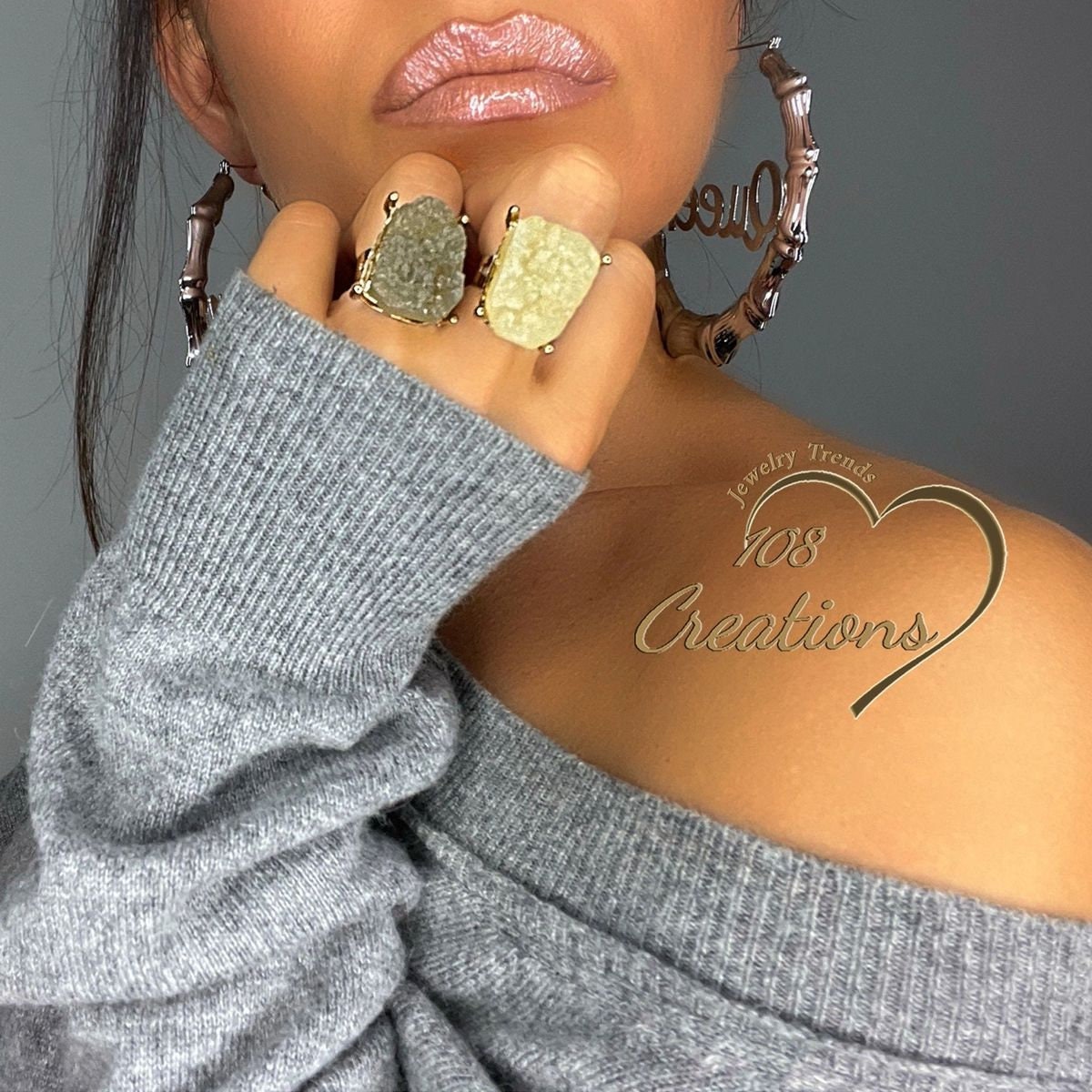 Raw Crystal Statement Ring with Rough Cuts