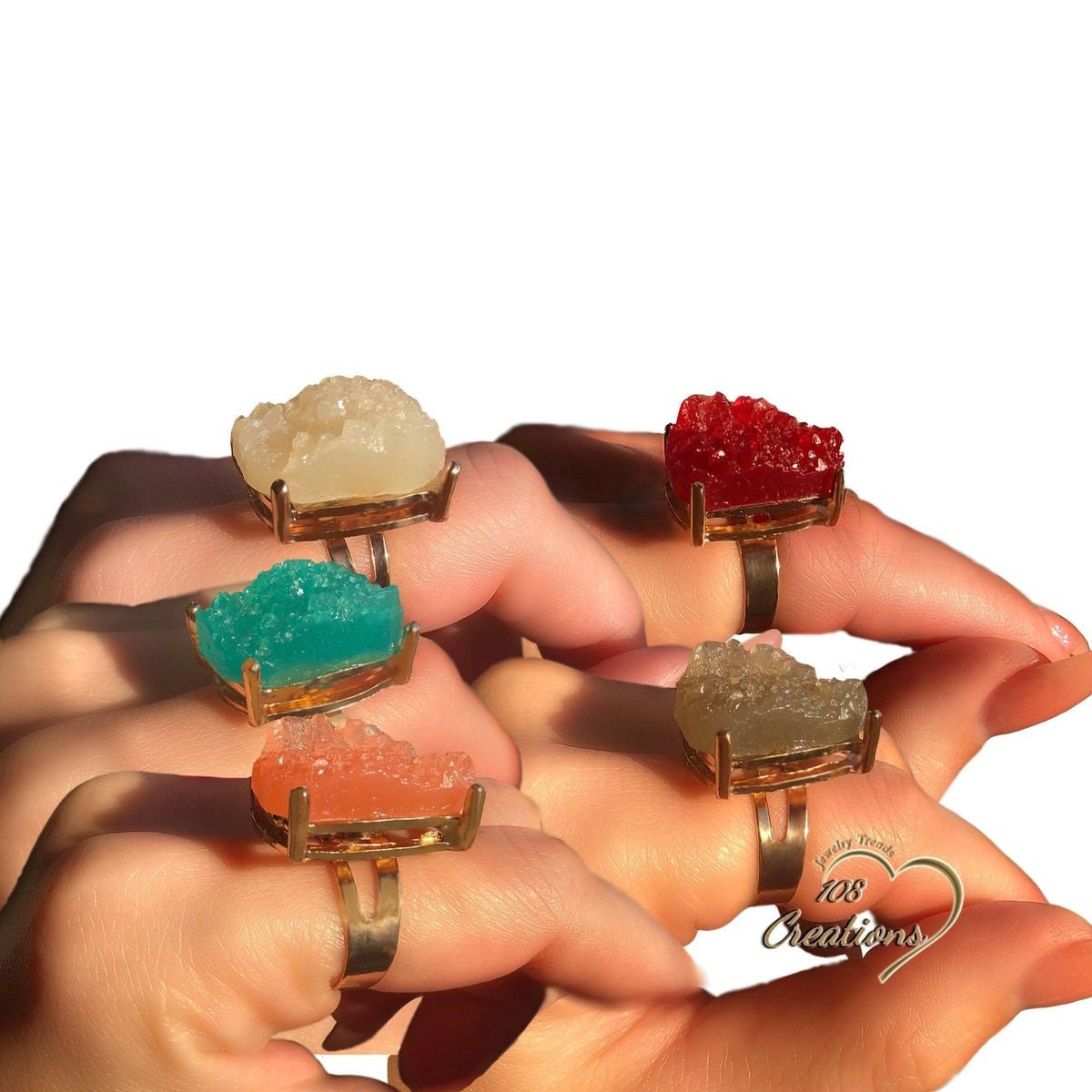 Raw Crystal Statement Ring with Rough Cuts