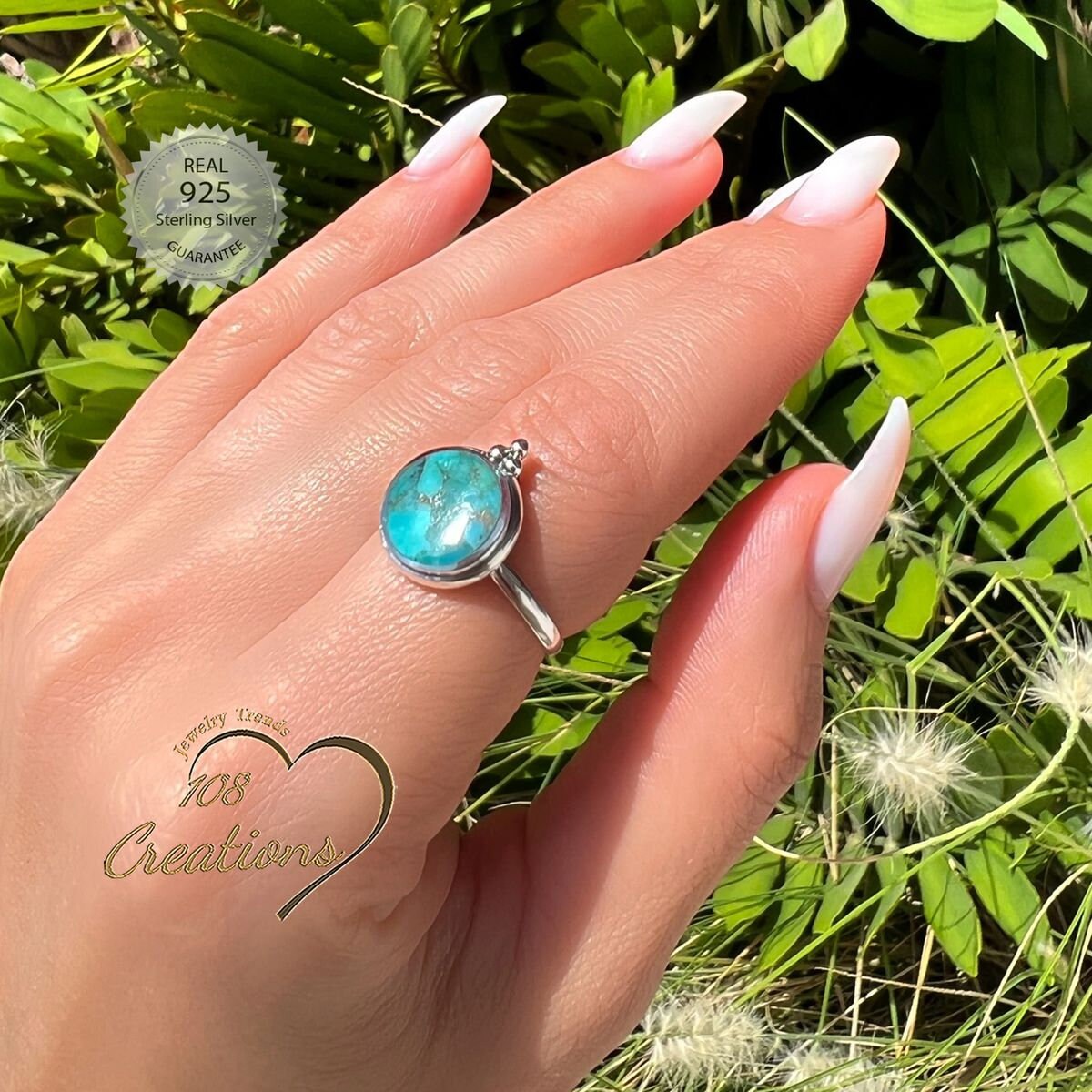 Anillo de plata de ley con piedra preciosa turquesa Ever