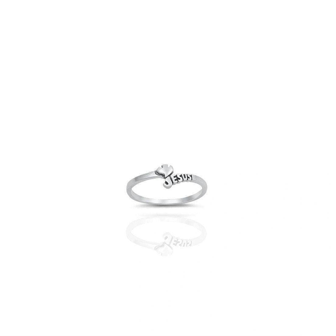 Jesus and Dove Tiny Christian Ring