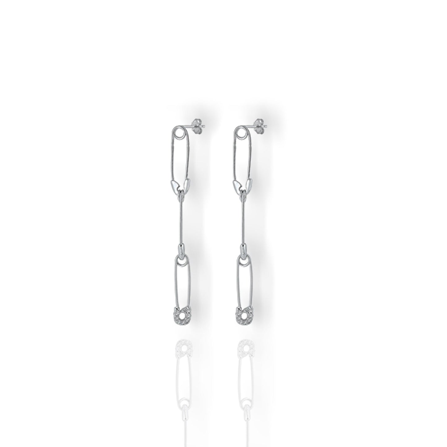 Safety Pin Long Drop Earrings