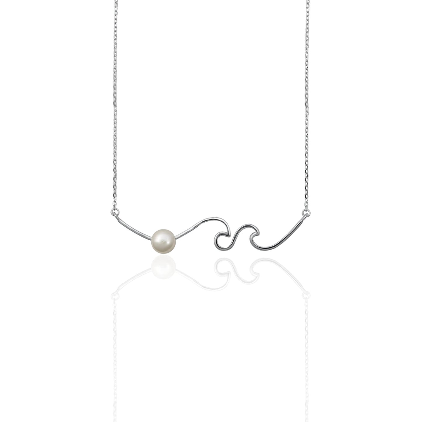 Wave and Pearl Dainty Sea Necklace