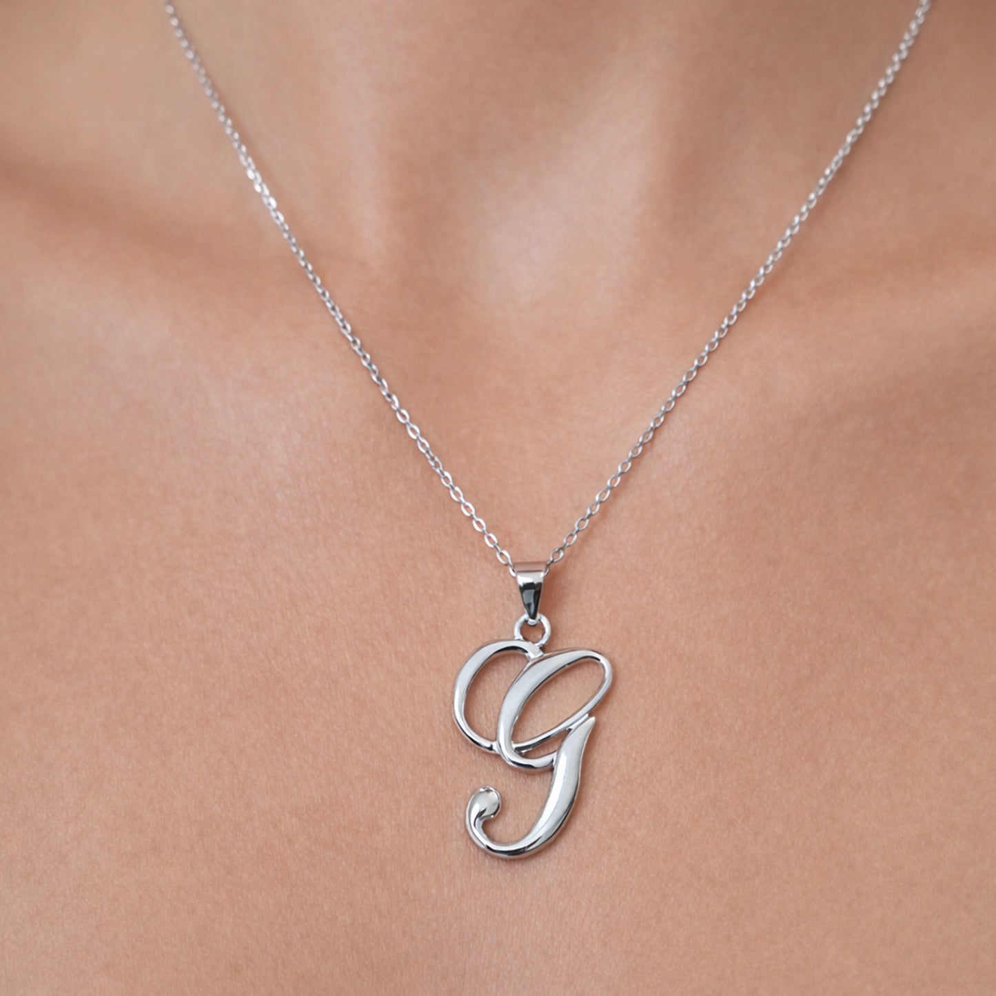 Sculptural Initial Letter Pendant Necklace