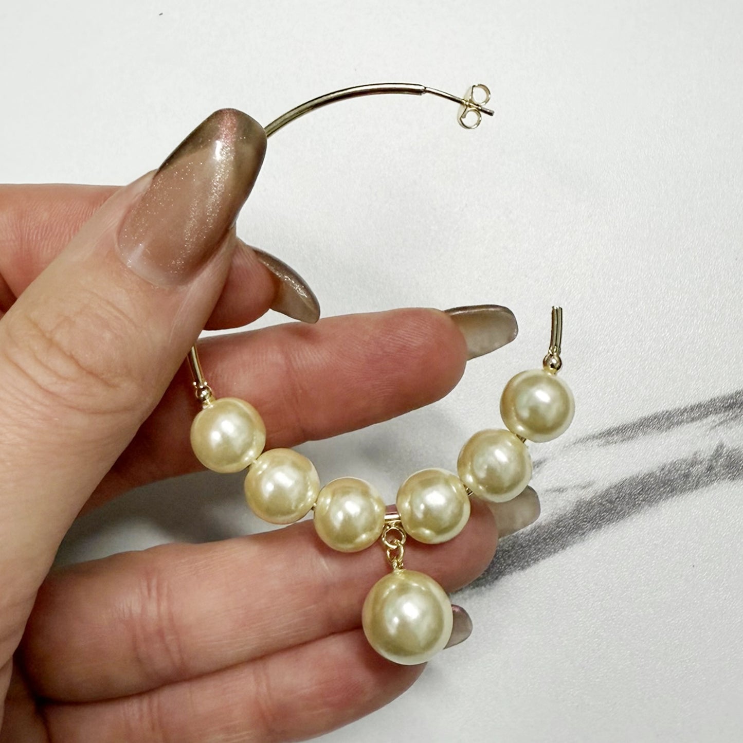 Pearl Hoop Statement Earrings