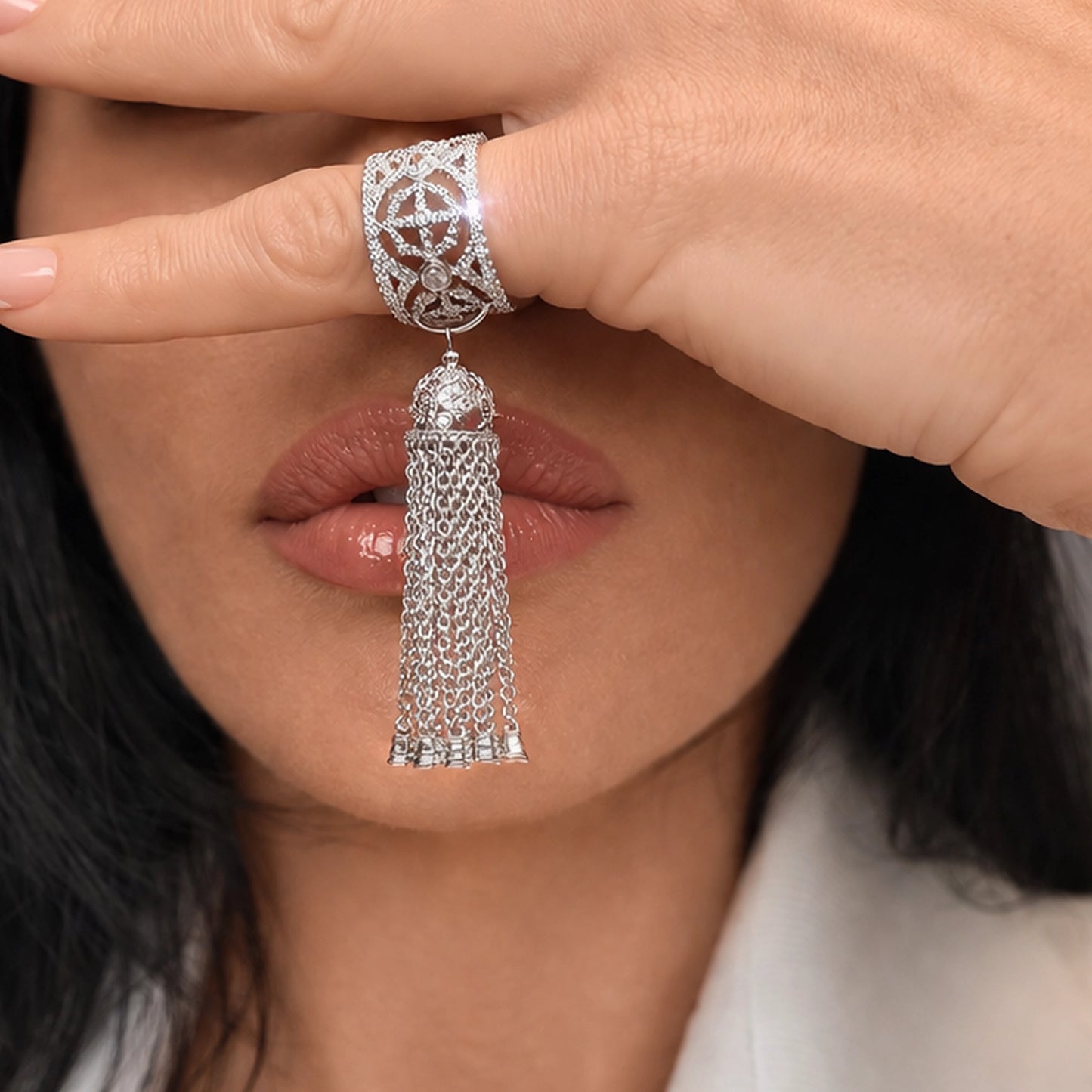 Tassel Statement Ring – CZ Fringe Dangle Cocktail Ring