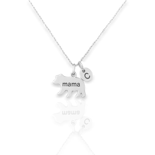 Mama Bear Engraved Charm Necklace