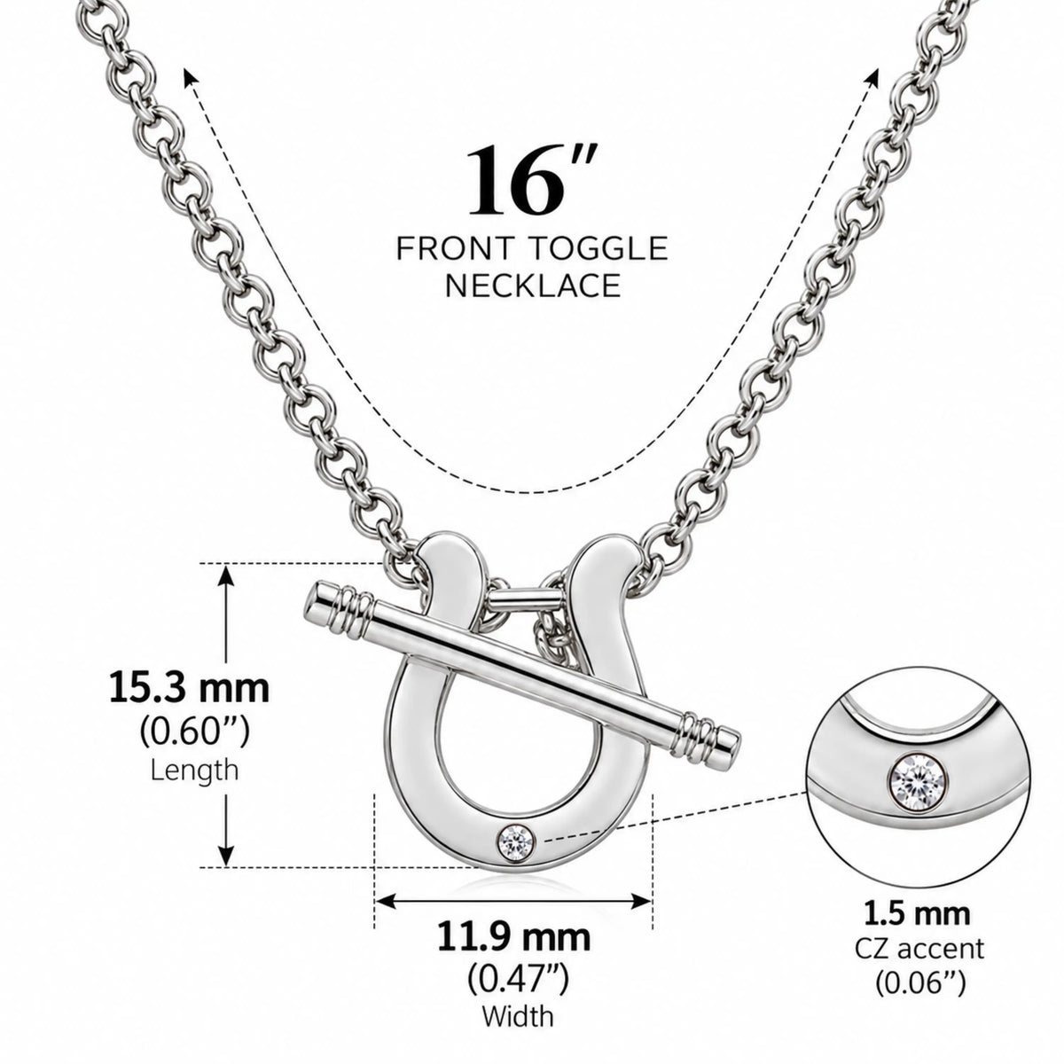 Sterling Silver Lucky Horseshoe Toggle Necklace