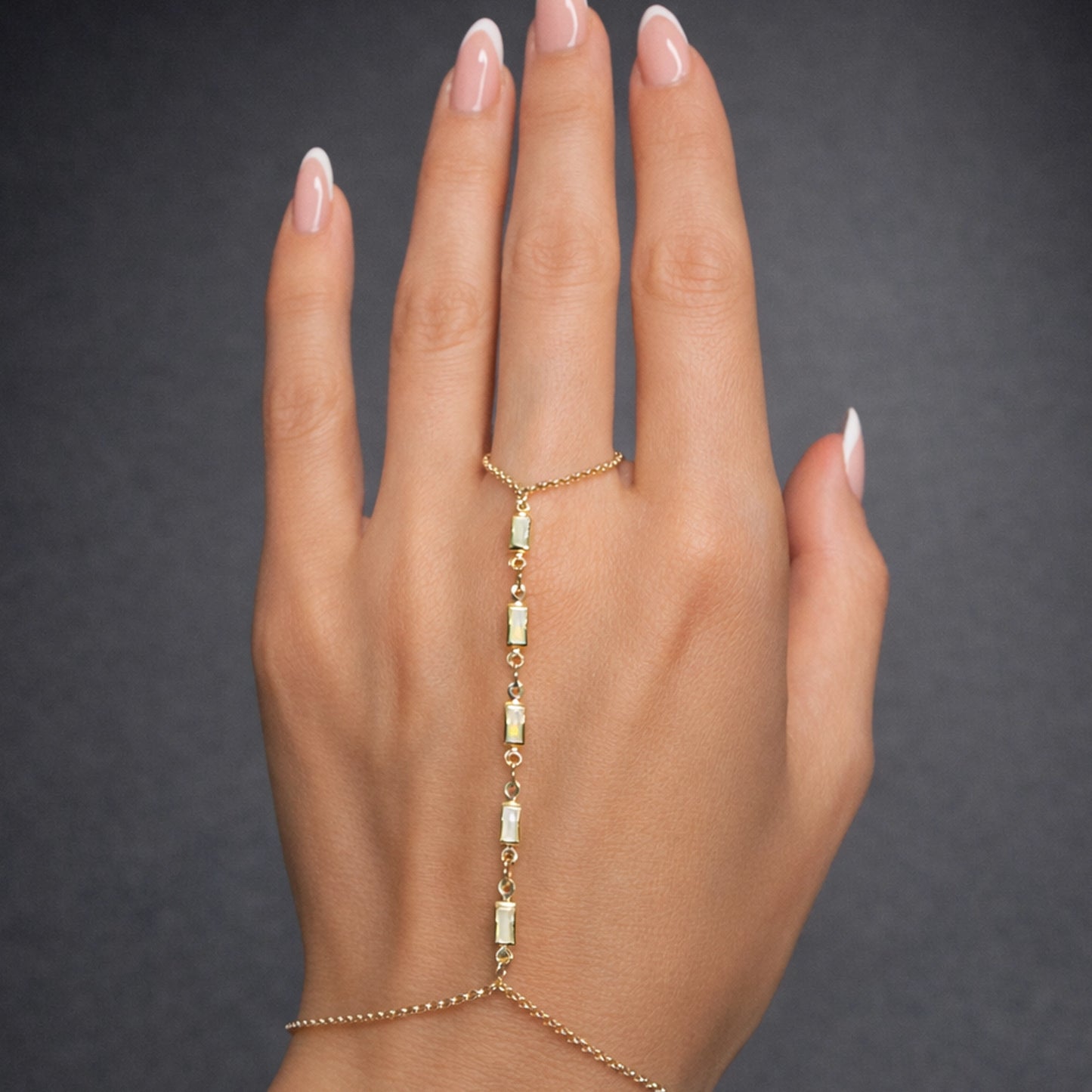 Mother of Pearl Hand Chain in 18K Gold Filled