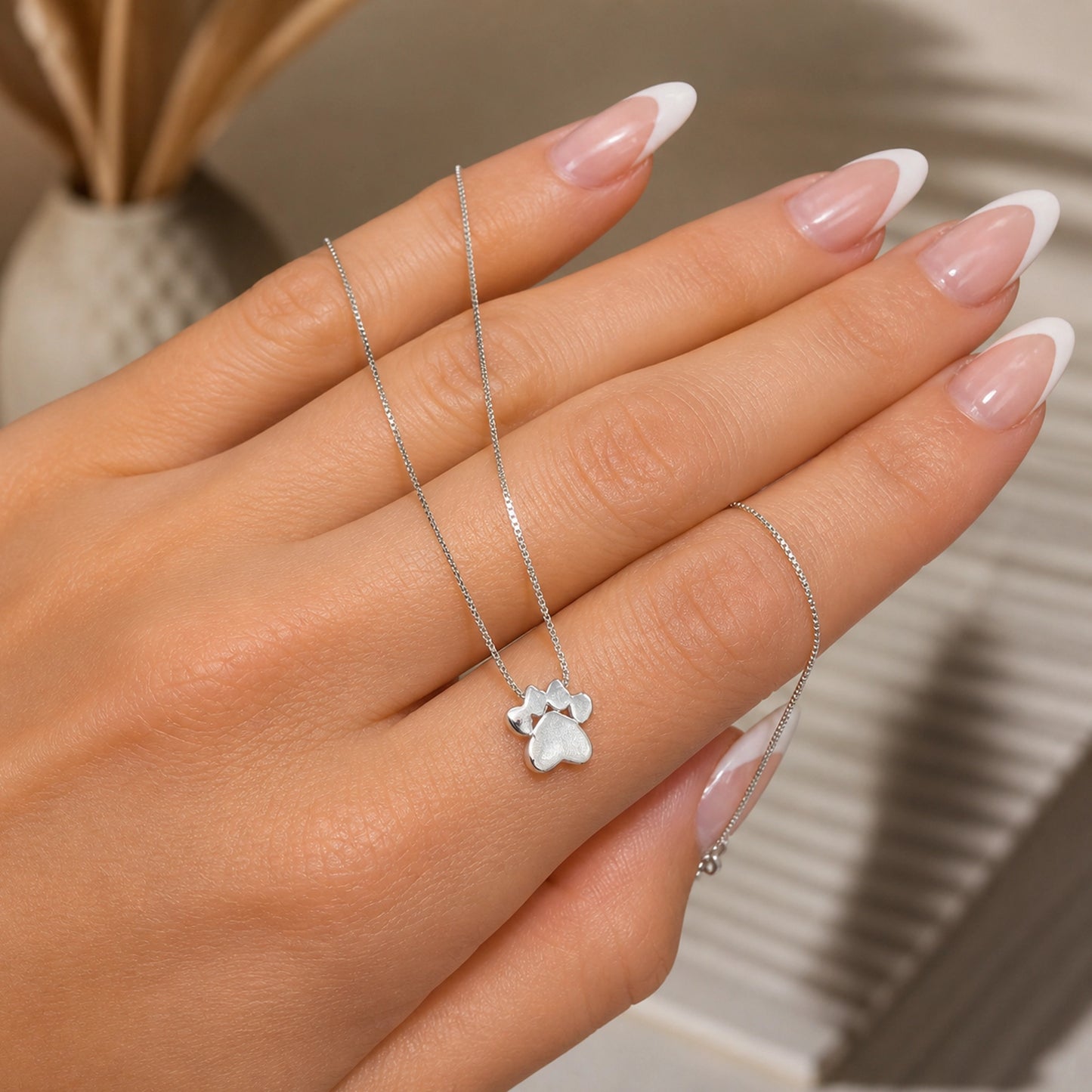 Paw Print Necklace in Sterling Silver