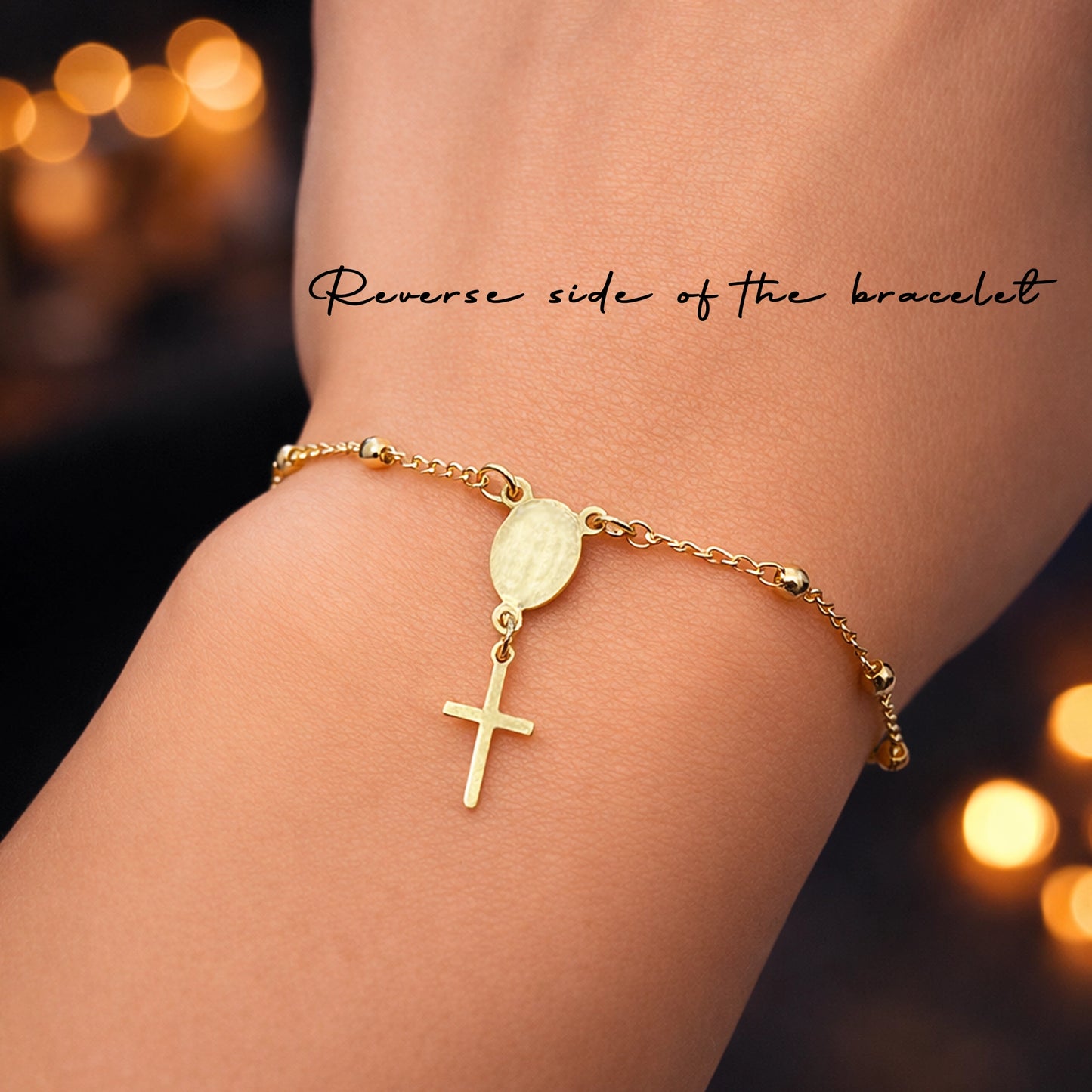 Pulsera delicada de rosario bañada en oro de 18 quilates