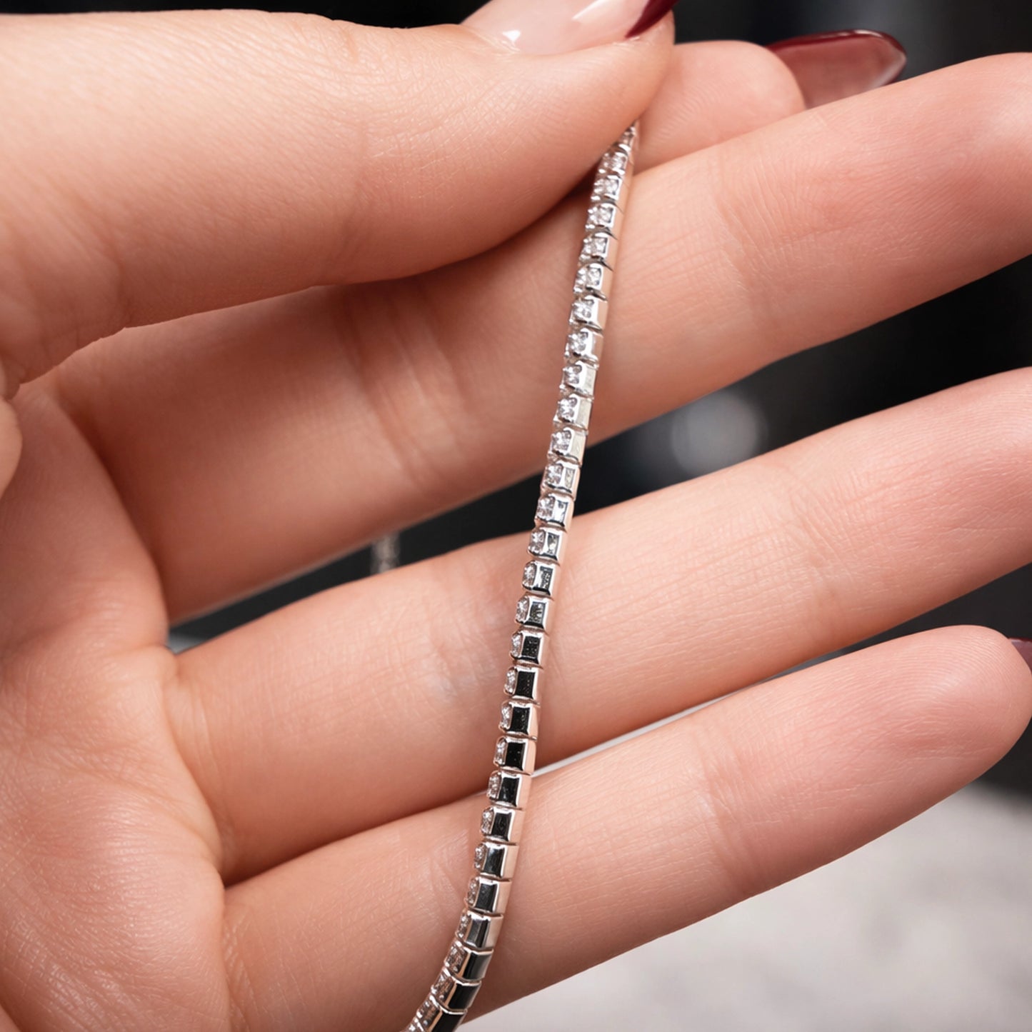 Sterling Silver Tennis Choker with Sparkling Cubic Zirconia