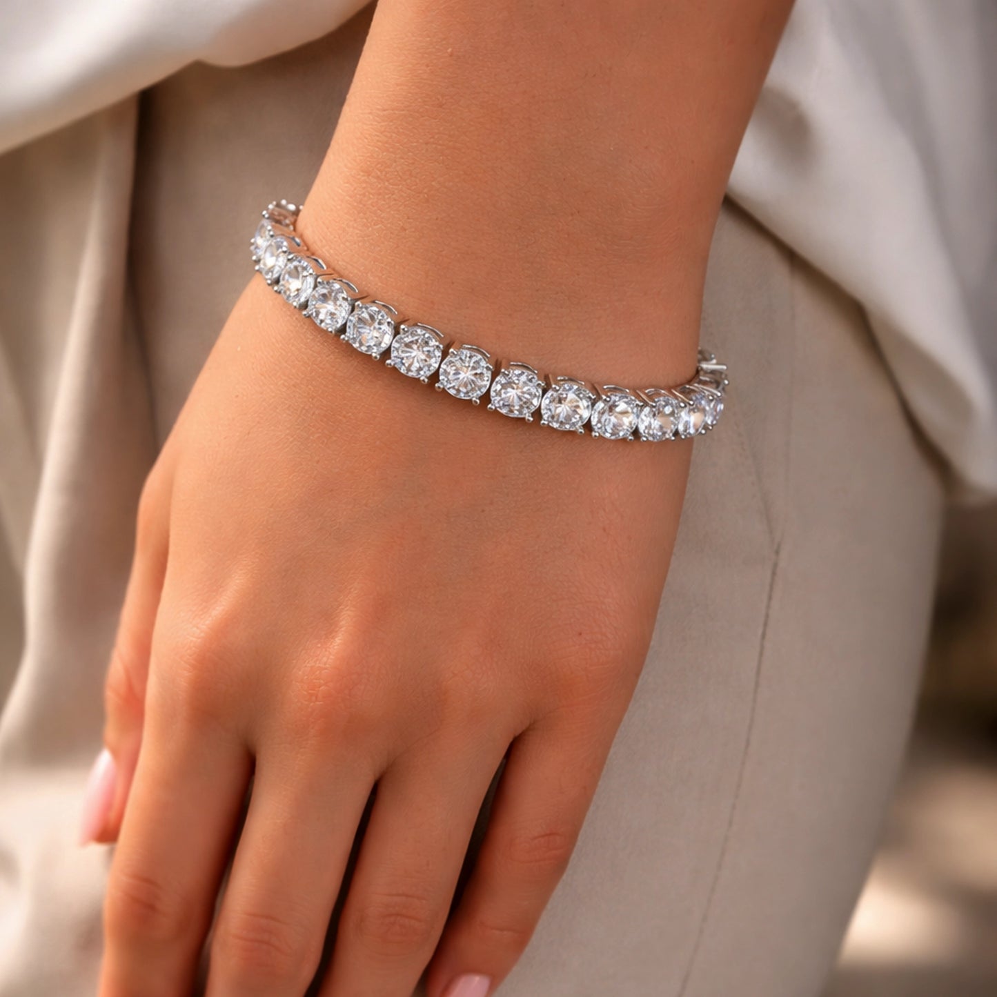 Pulsera de tenis clásica en oro o plata