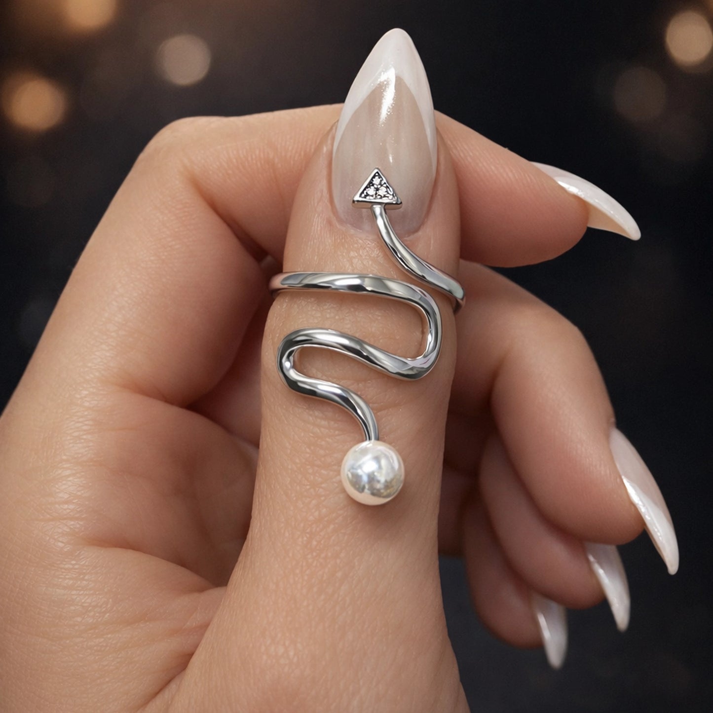Pearl Spiral Ring Sterling Silver