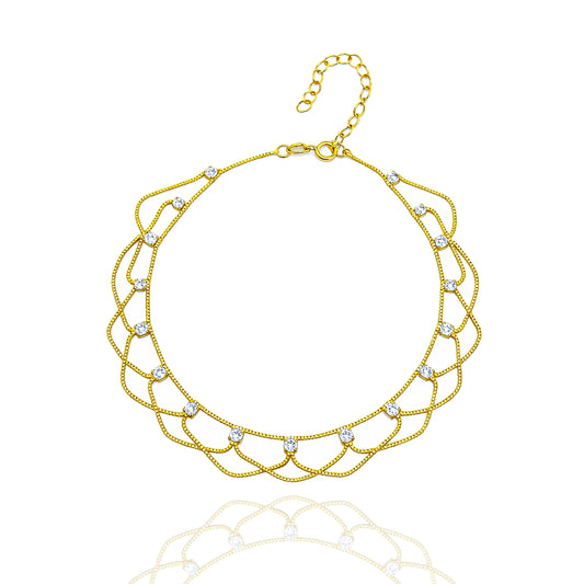 Tobillera exótica bohemia rellena de oro de 18 quilates