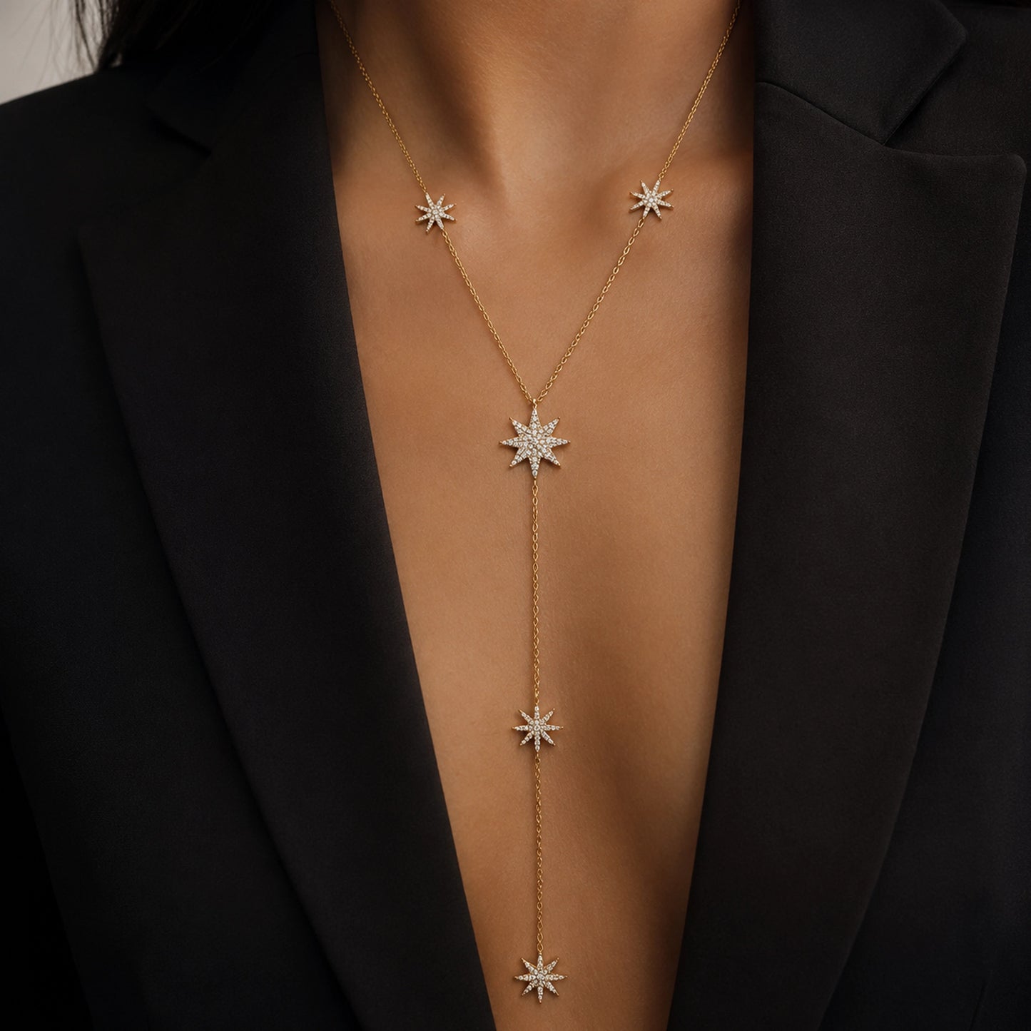Pave Star Lariat Necklace