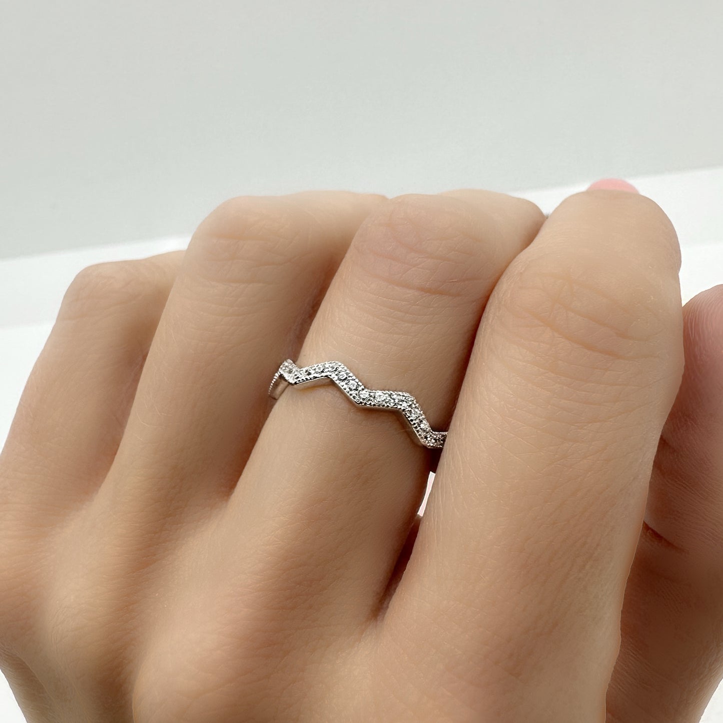 Highs and Lows Pave Zig Zag Ring