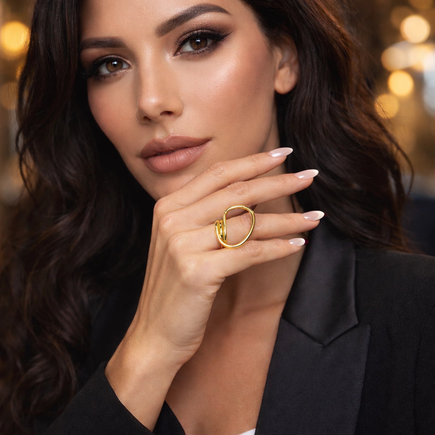 Anillo llamativo de círculo retorcido