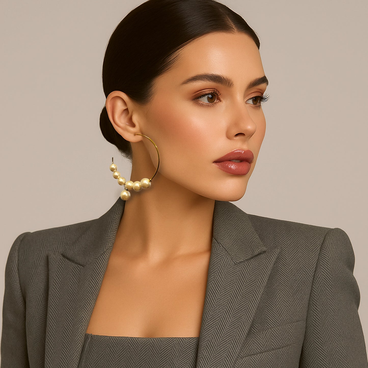 Pearl Hoop Statement Earrings