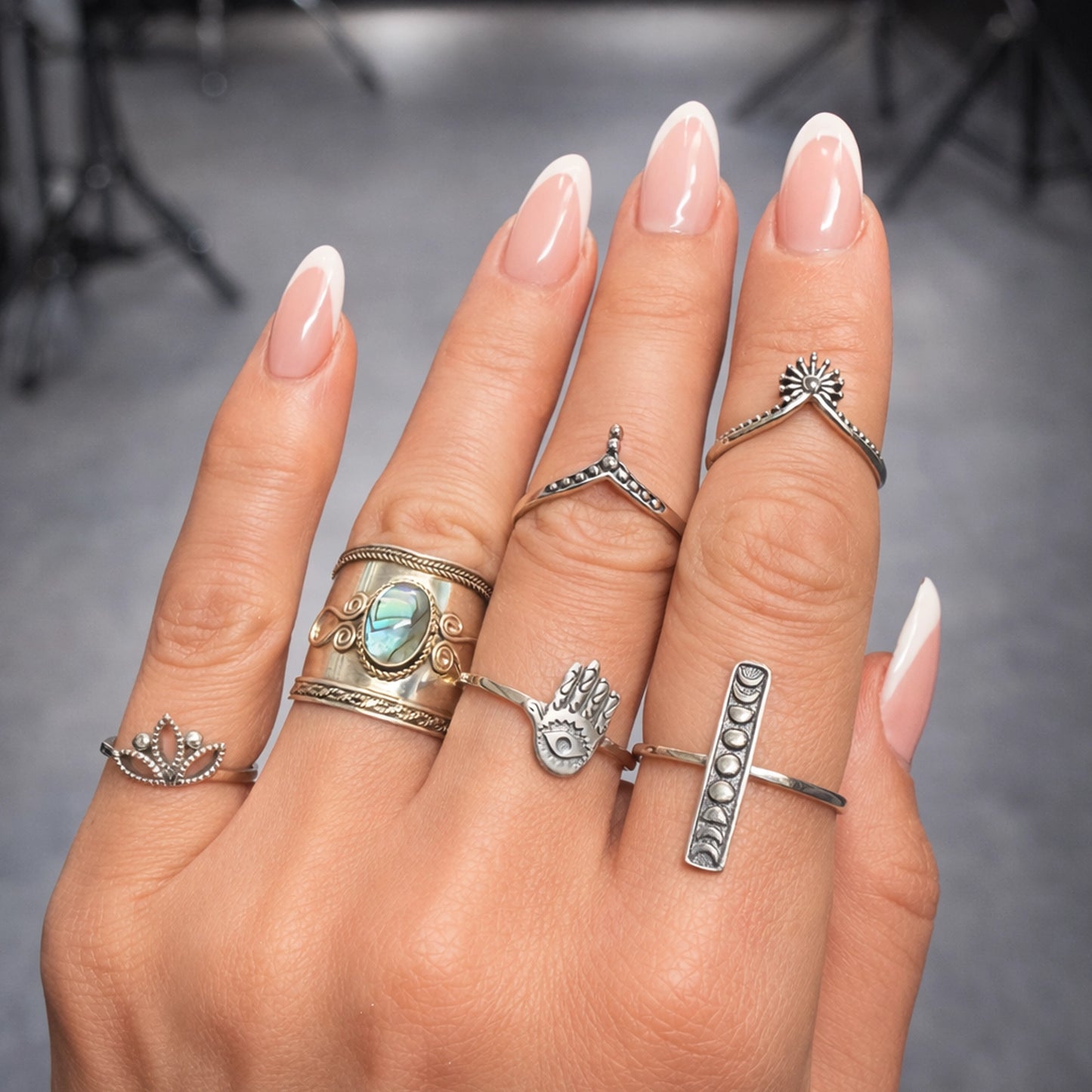 Juego de 6 anillos apilables gruesos únicos