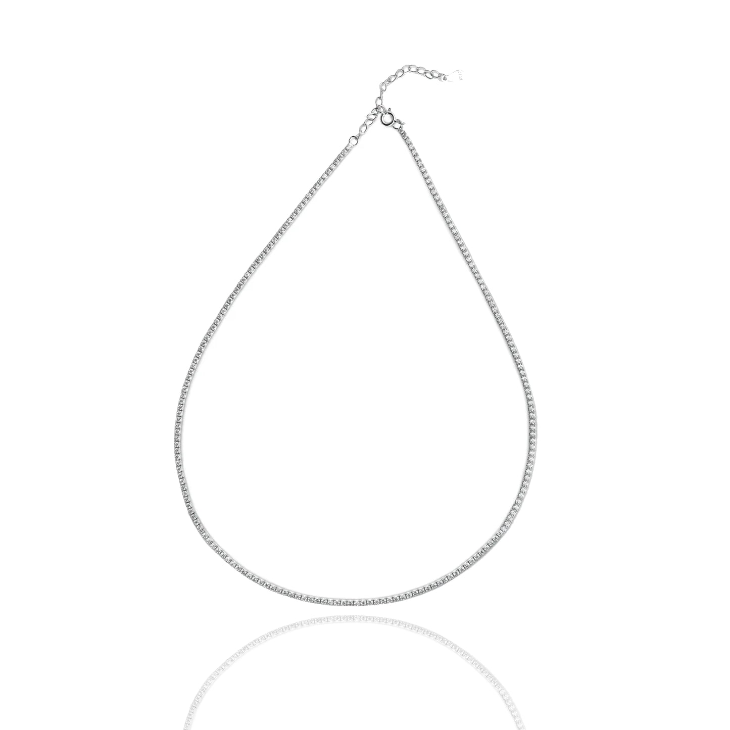 Sterling Silver Tennis Choker with Sparkling Cubic Zirconia
