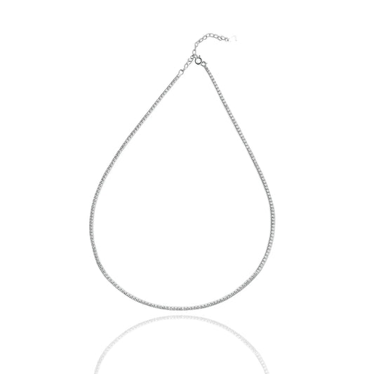 Sterling Silver Tennis Choker with Sparkling Cubic Zirconia