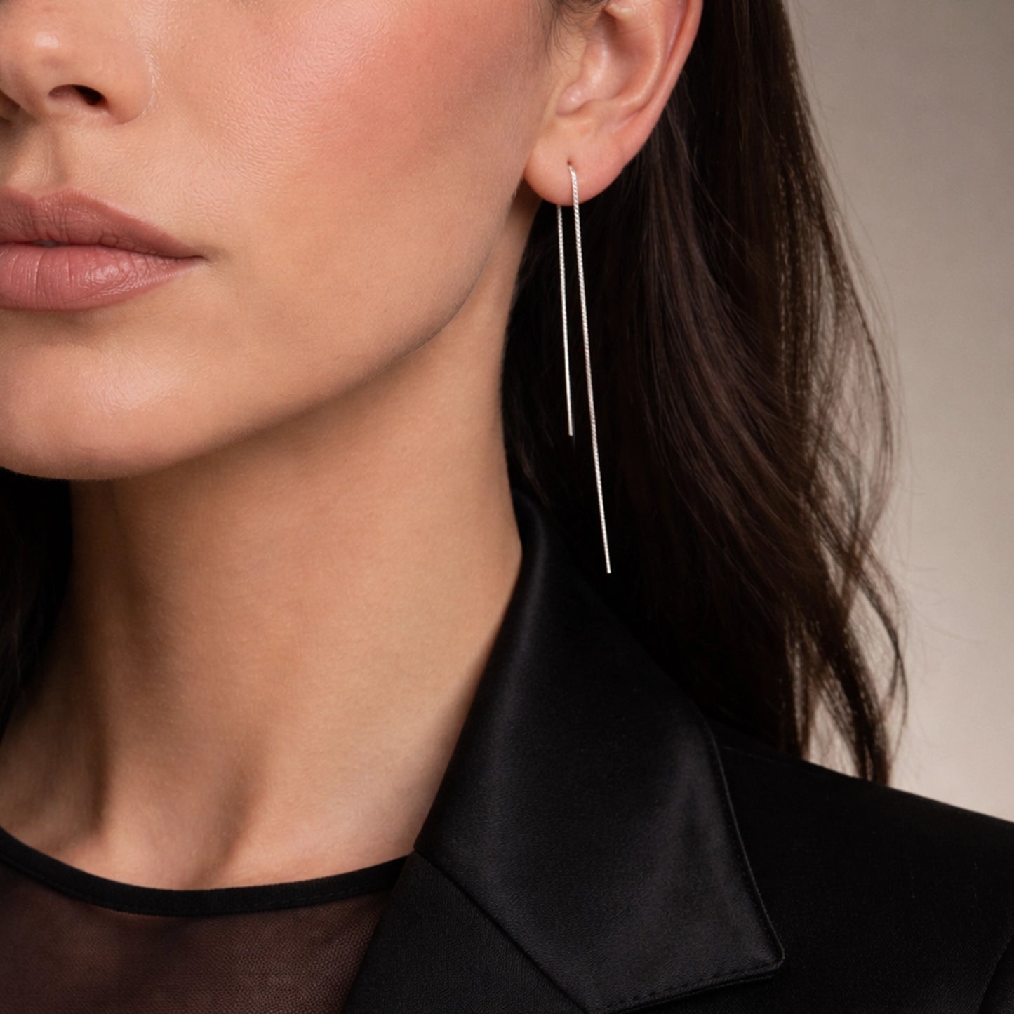 Pendientes de cadena de caja con extremos de barra largos