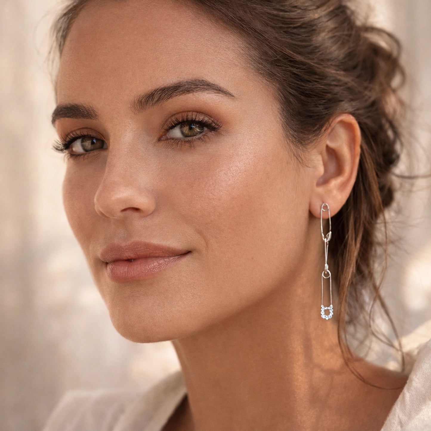Safety Pin Long Drop Earrings