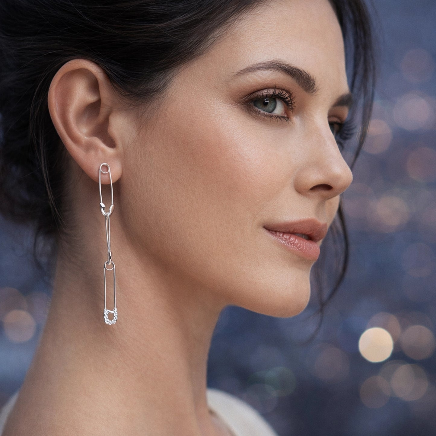 Pendientes largos con imperdible