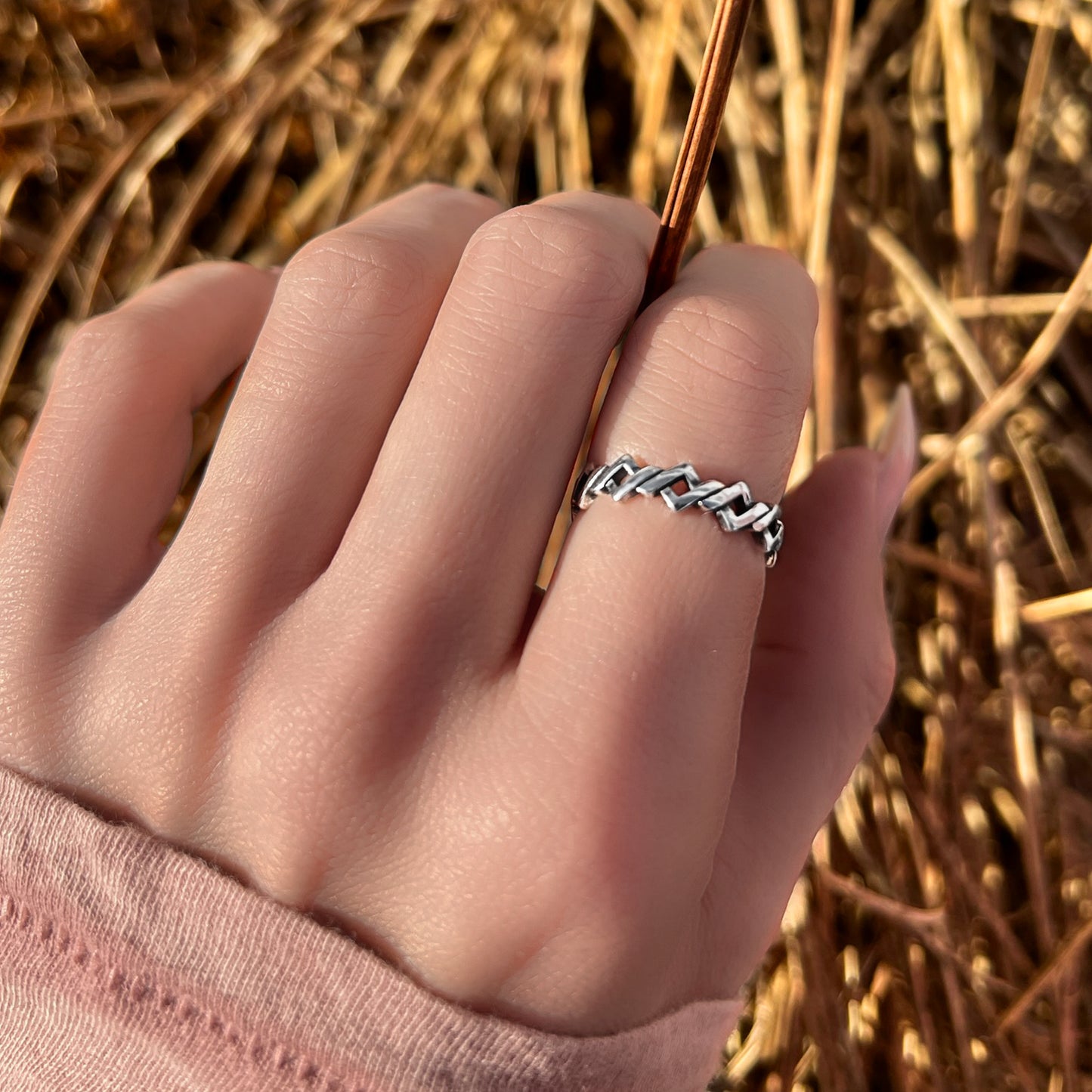 Celtic Knot Band Ring in Oxidized Sterling Silver
