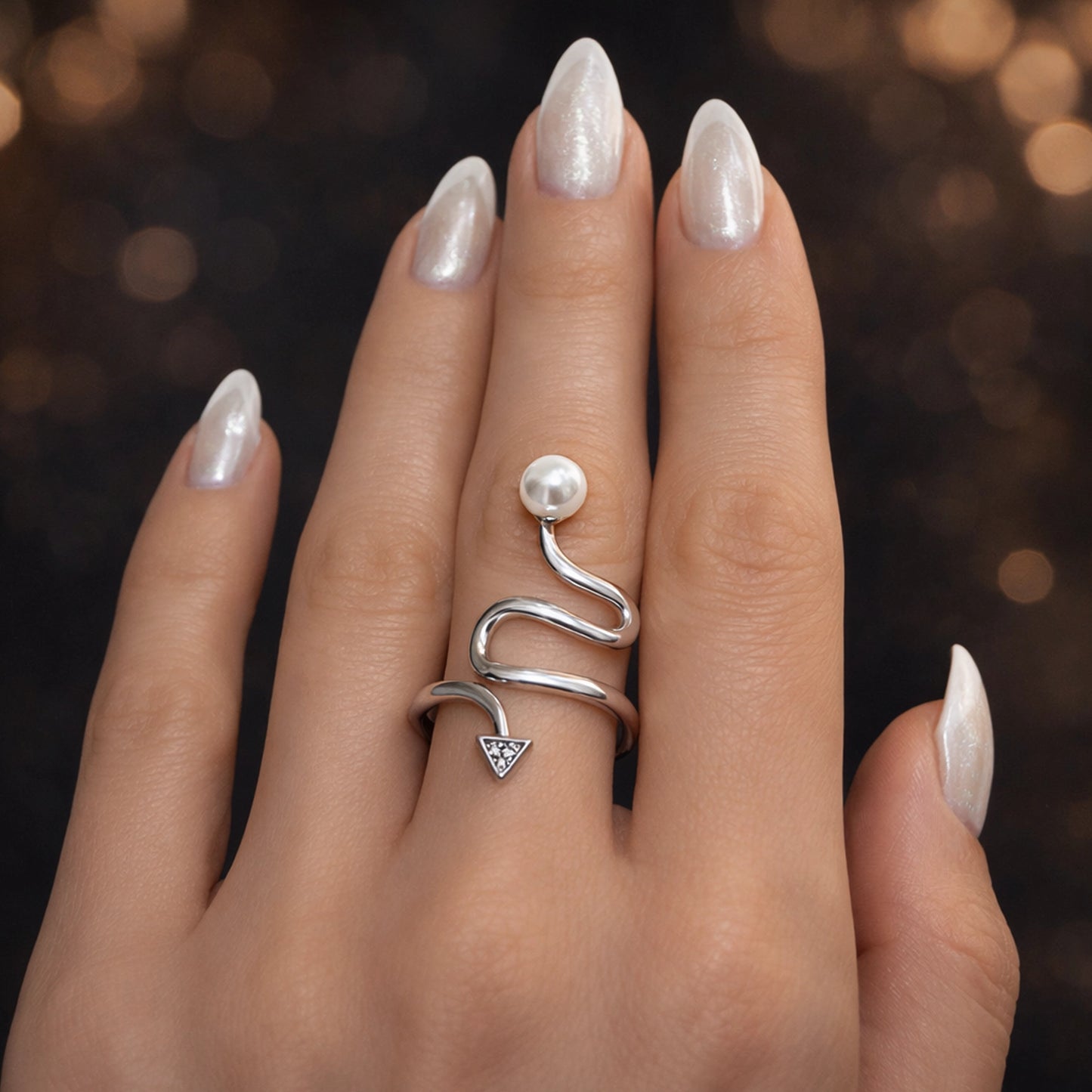 Pearl Spiral Ring Sterling Silver