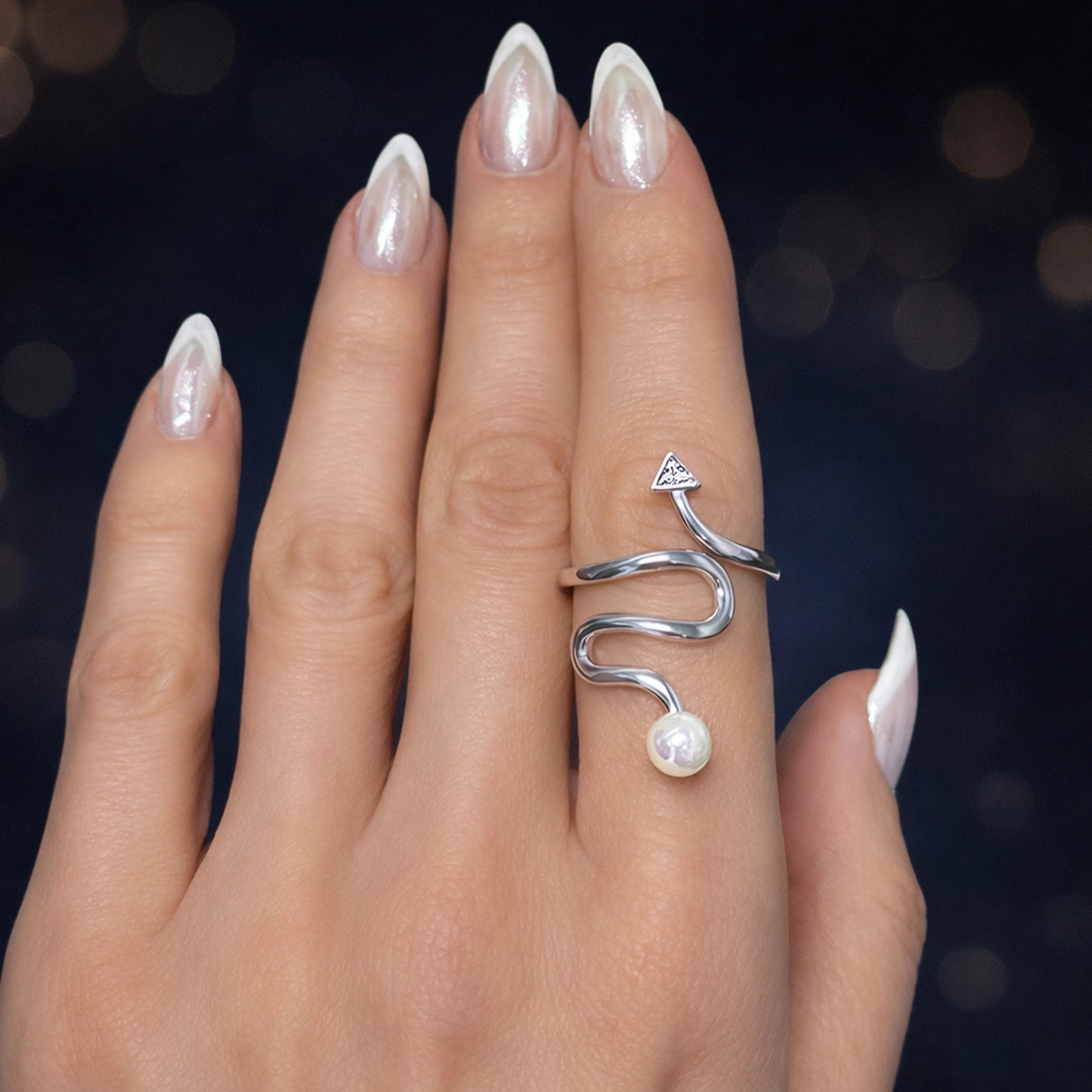 Pearl Spiral Ring Sterling Silver