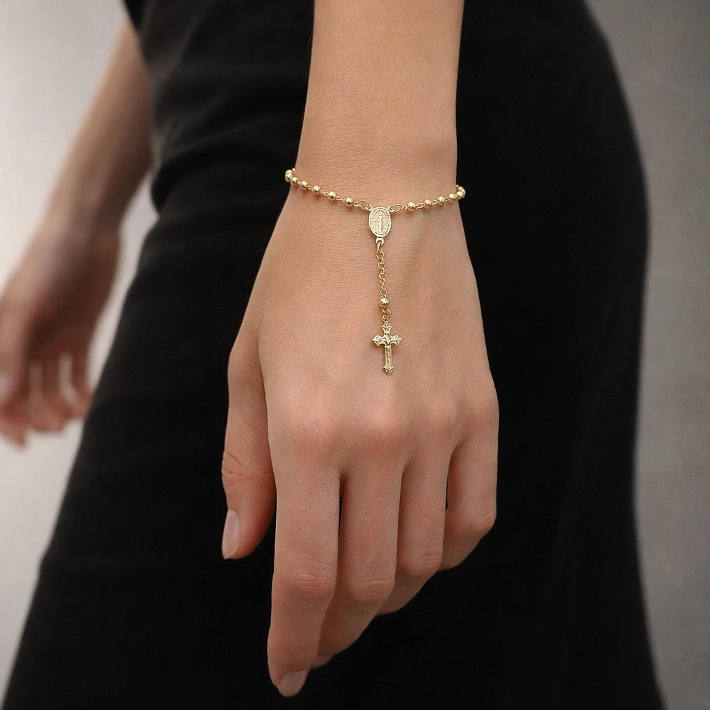 18K Gold Filled Virgin Mary Rosary Bracelet